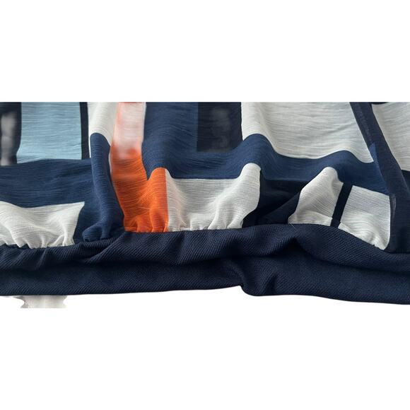 ALFANI KIMONO SLV RND NECK BLOUSON HEMLINE BLOUSE, WOMENS, XL, GREY BLUE ORANGE - Picture 4 of 11